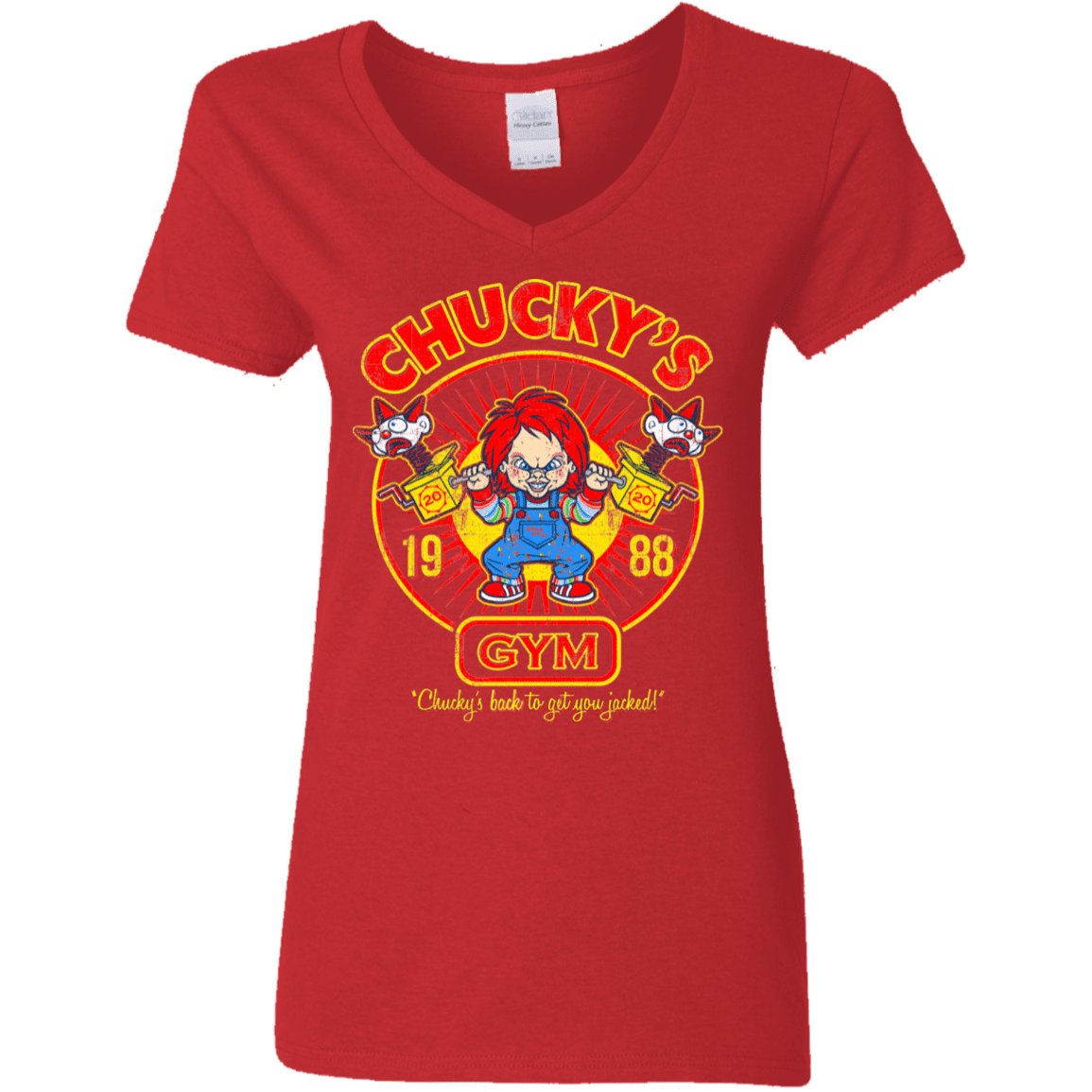 T-Shirts Red / S Chucky's Gym Women's V-Neck T-Shirt