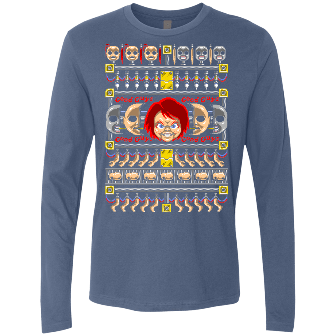 T-Shirts Indigo / Small Chucky ugly sweater Men's Premium Long Sleeve