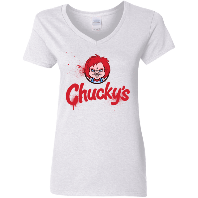 T-Shirts White / S Chuckys Logo Women's V-Neck T-Shirt