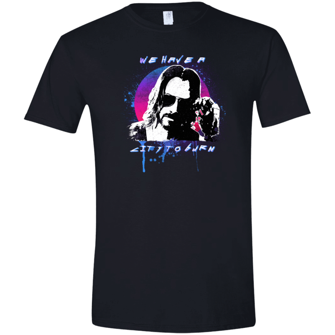 T-Shirts Black / X-Small City to Burn Cyberpunk 2077 Men's Semi-Fitted Softstyle