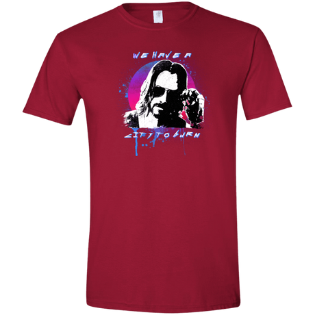 T-Shirts Cardinal Red / S City to Burn Cyberpunk 2077 Men's Semi-Fitted Softstyle