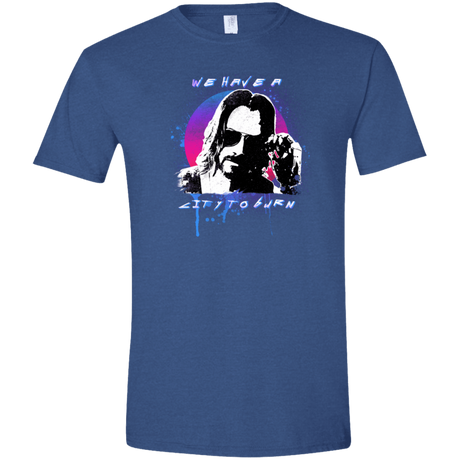 T-Shirts Heather Royal / X-Small City to Burn Cyberpunk 2077 Men's Semi-Fitted Softstyle