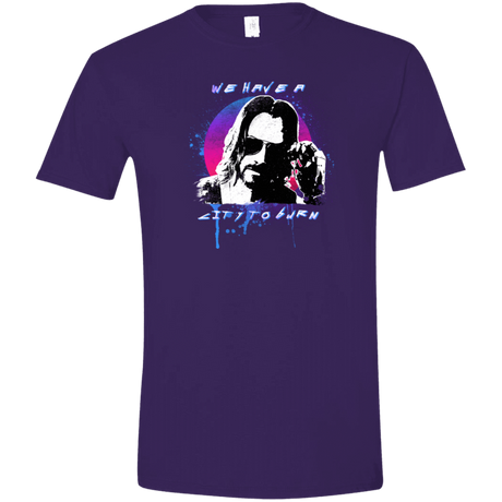 T-Shirts Purple / S City to Burn Cyberpunk 2077 Men's Semi-Fitted Softstyle