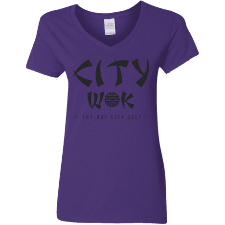 T-Shirts Purple / S City Wok Women's V-Neck T-Shirt