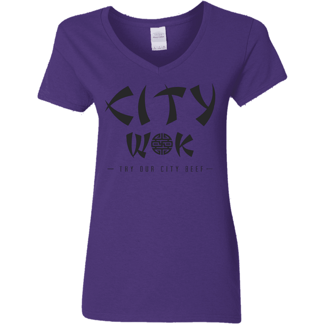 T-Shirts Purple / S City Wok Women's V-Neck T-Shirt