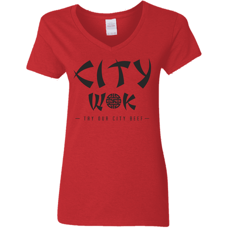 T-Shirts Red / S City Wok Women's V-Neck T-Shirt