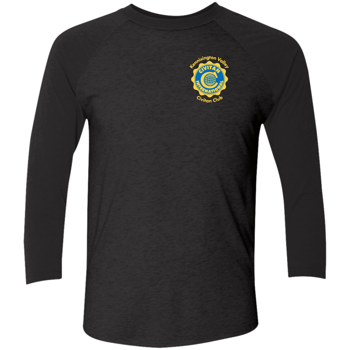 T-Shirts Vintage Black/Vintage Black / X-Small Civitan Front-Rear Printed Next Level Baseball T-Shirt