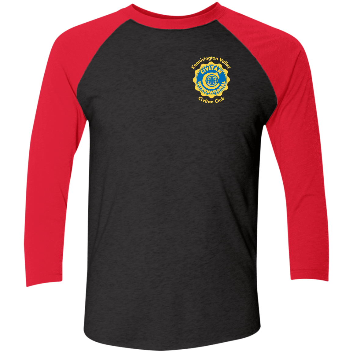 T-Shirts Vintage Black/Vintage Red / X-Small Civitan Front-Rear Printed Next Level Baseball T-Shirt