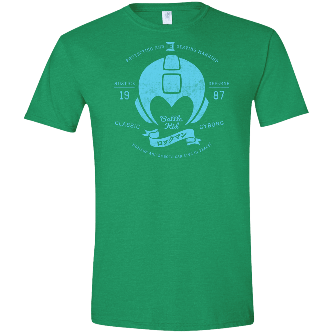 T-Shirts Heather Irish Green / S Classic Cyborg 600 Men's Semi-Fitted Softstyle