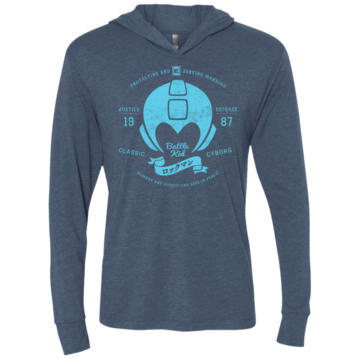 T-Shirts Indigo / X-Small Classic Cyborg 600 Triblend Long Sleeve Hoodie Tee