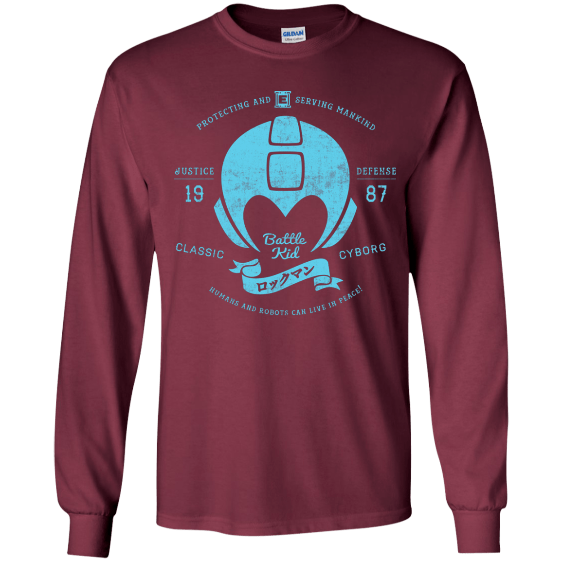 T-Shirts Maroon / YS Classic Cyborg 600 Youth Long Sleeve T-Shirt