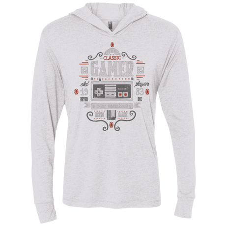 T-Shirts Heather White / X-Small Classic Gamer Triblend Long Sleeve Hoodie Tee