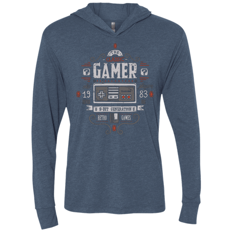 T-Shirts Indigo / X-Small Classic Gamer Triblend Long Sleeve Hoodie Tee