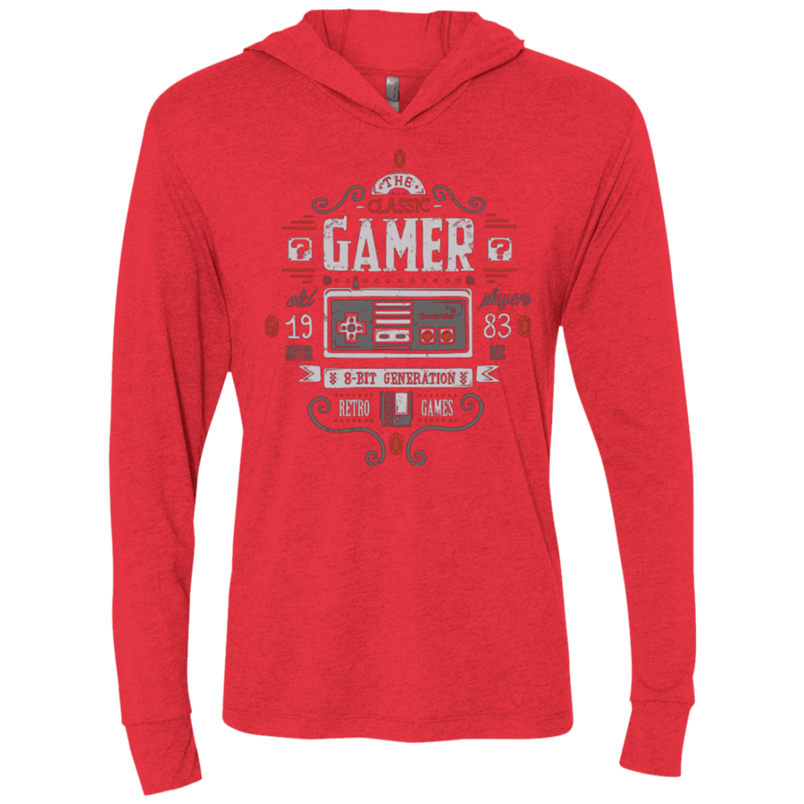 T-Shirts Vintage Red / X-Small Classic Gamer Triblend Long Sleeve Hoodie Tee