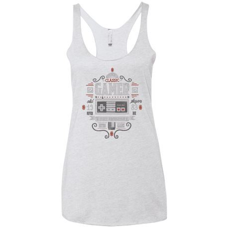 T-Shirts Heather White / X-Small Classic Gamer Women's Triblend Racerback Tank