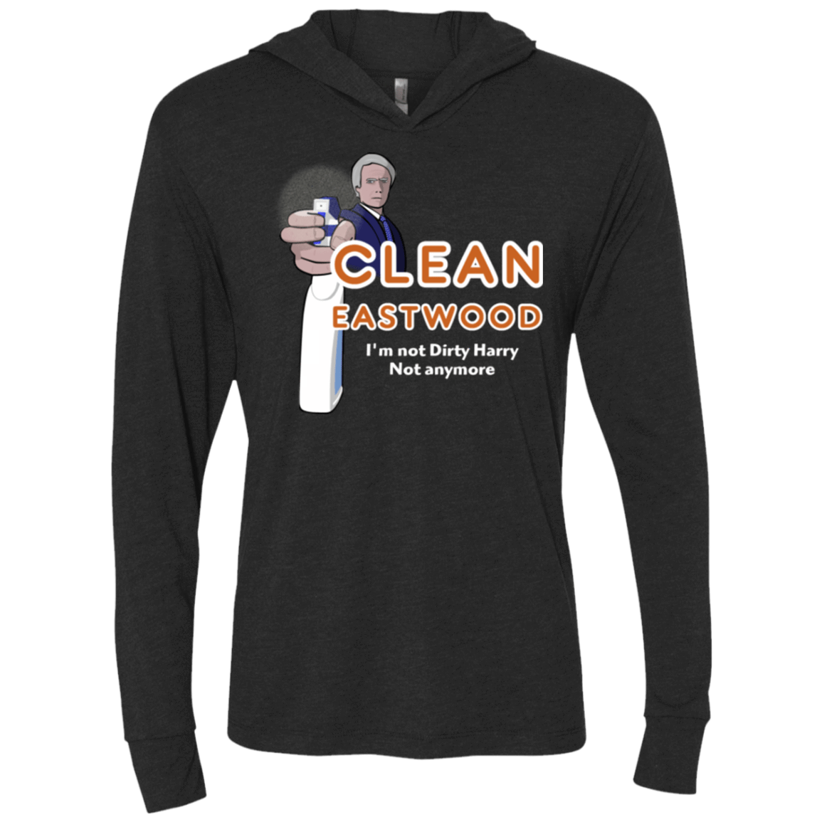 T-Shirts Vintage Black / X-Small Clean Eastwood Triblend Long Sleeve Hoodie Tee