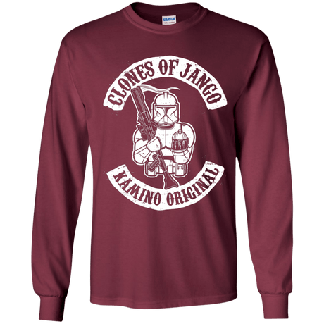 T-Shirts Maroon / YS Clones of Jango Youth Long Sleeve T-Shirt