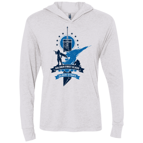 T-Shirts Heather White / X-Small Cloud Strife White Triblend Long Sleeve Hoodie Tee