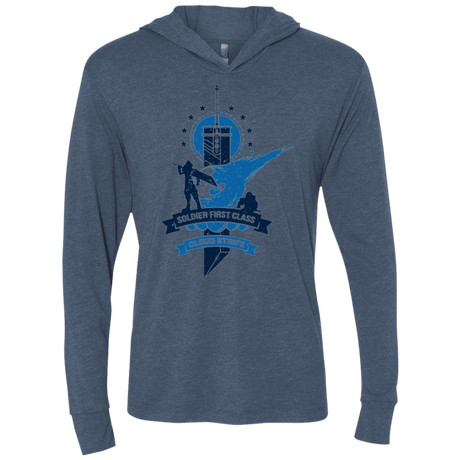 T-Shirts Indigo / X-Small Cloud Strife White Triblend Long Sleeve Hoodie Tee