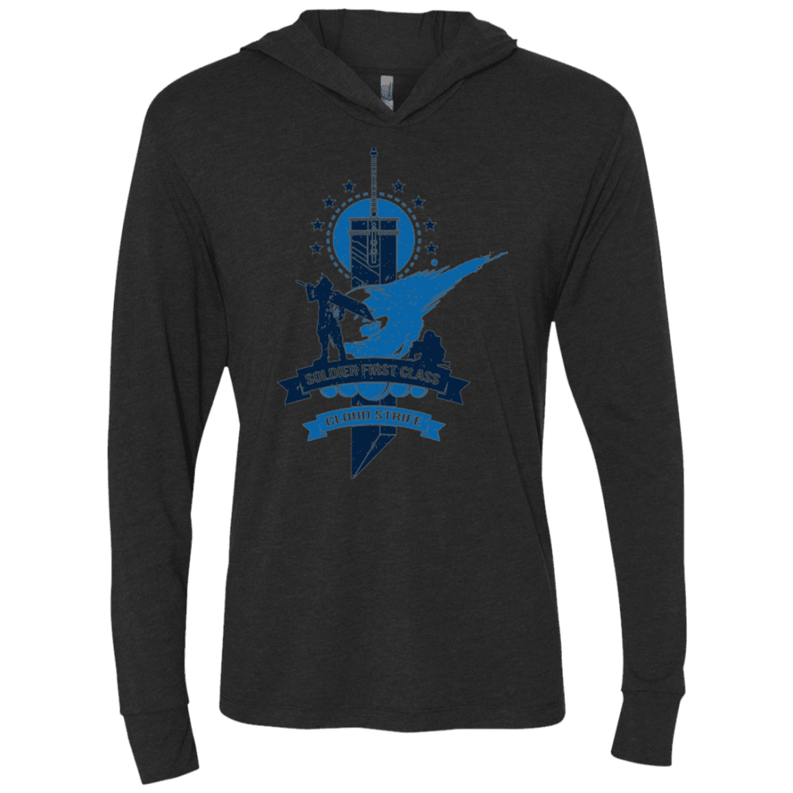 T-Shirts Vintage Black / X-Small Cloud Strife White Triblend Long Sleeve Hoodie Tee