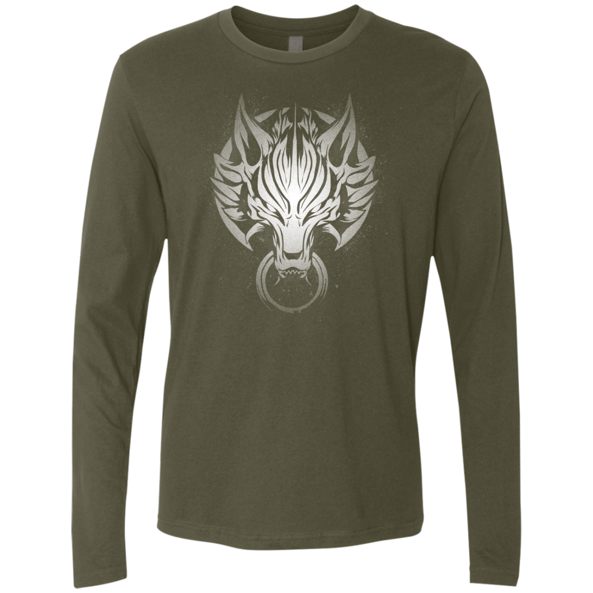 T-Shirts Military Green / S Cloudy Wolf Men's Premium Long Sleeve