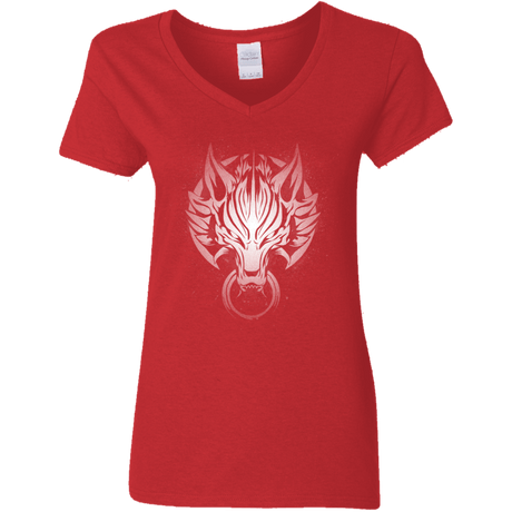 T-Shirts Red / S Cloudy Wolf Women's V-Neck T-Shirt