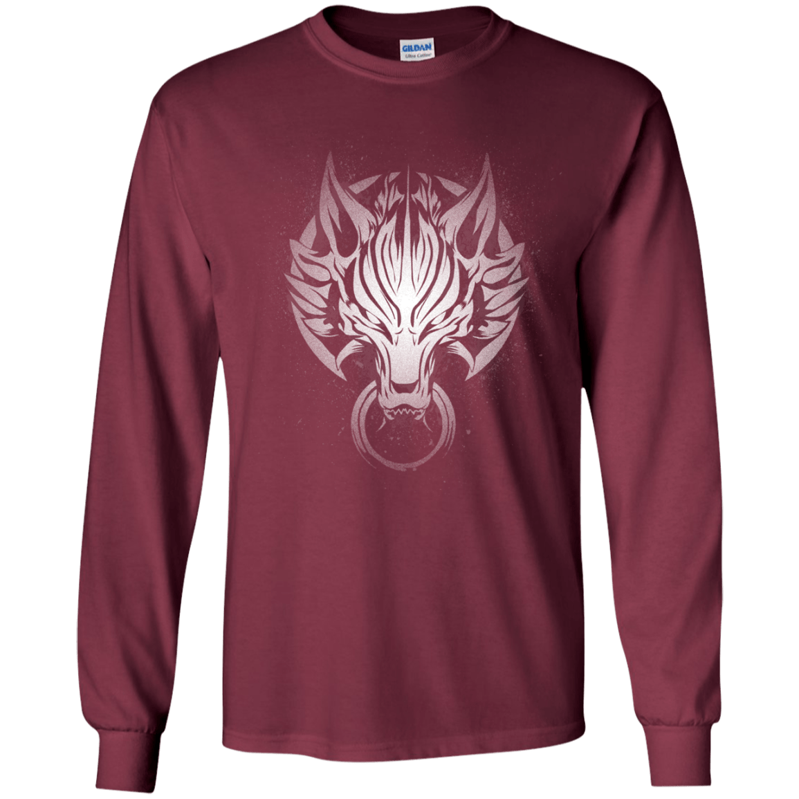 T-Shirts Maroon / YS Cloudy Wolf Youth Long Sleeve T-Shirt