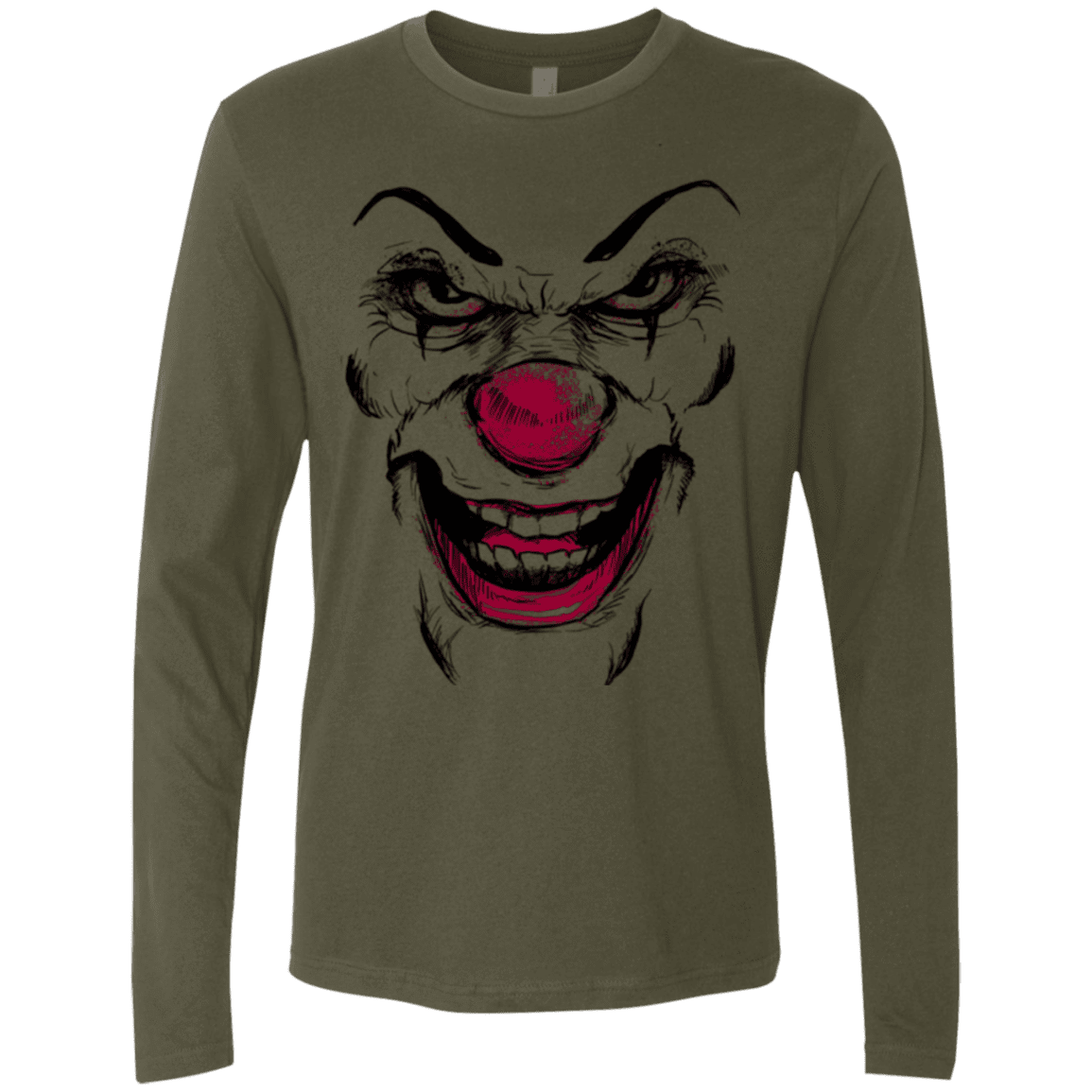 T-Shirts Military Green / Small Clown Face Men's Premium Long Sleeve