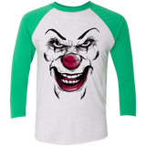 T-Shirts Heather White/Envy / X-Small Clown Face Men's Triblend 3/4 Sleeve