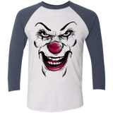 T-Shirts Heather White/Indigo / X-Small Clown Face Men's Triblend 3/4 Sleeve