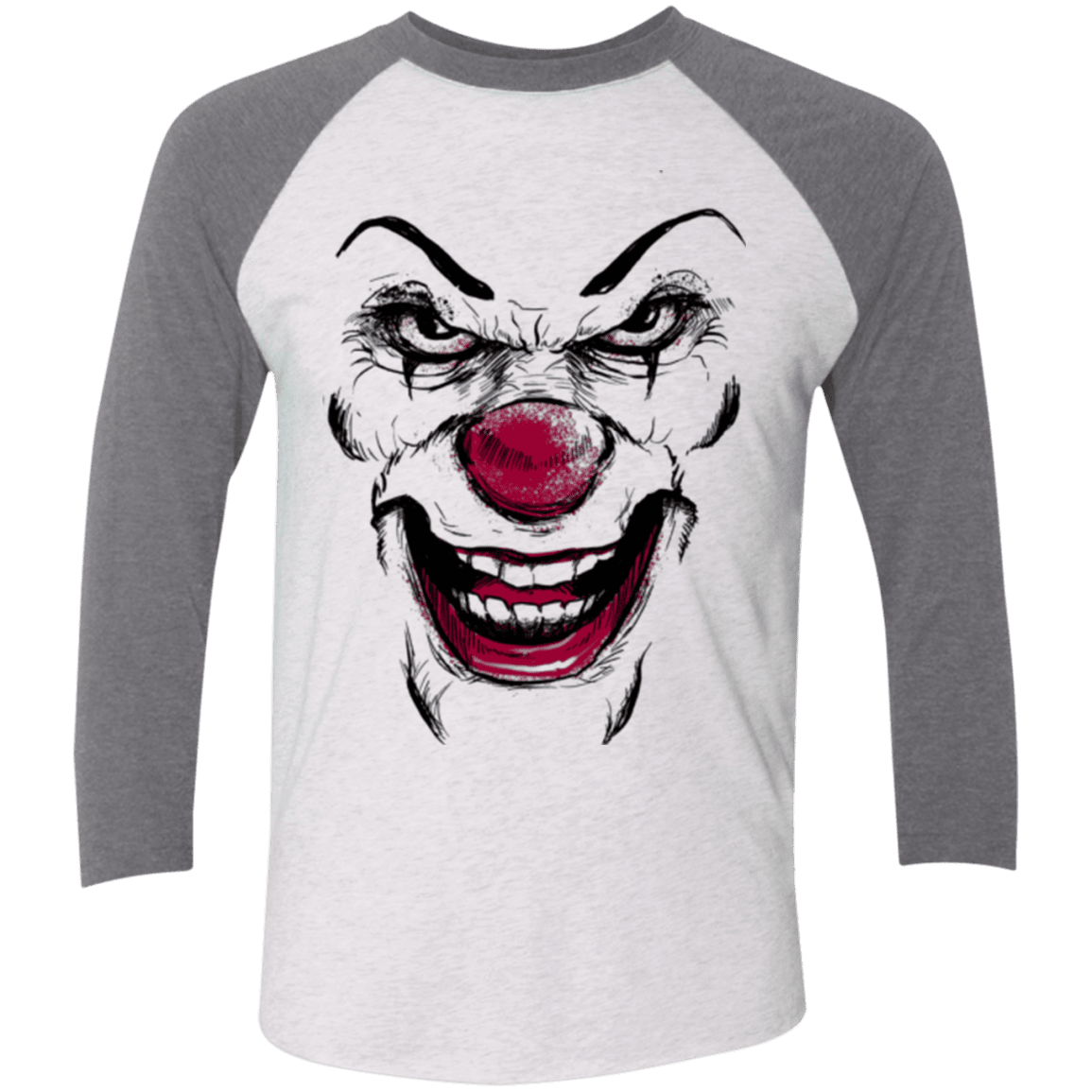 T-Shirts Heather White/Premium Heather / X-Small Clown Face Men's Triblend 3/4 Sleeve