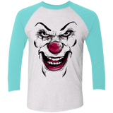 T-Shirts Heather White/Tahiti Blue / X-Small Clown Face Men's Triblend 3/4 Sleeve