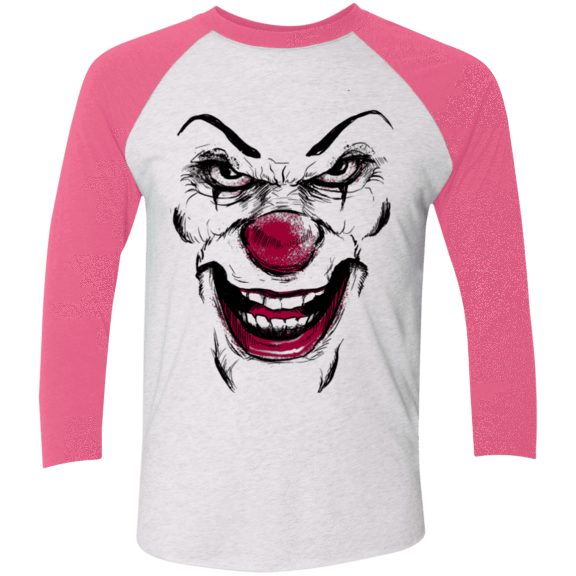 T-Shirts Heather White/Vintage Pink / X-Small Clown Face Men's Triblend 3/4 Sleeve