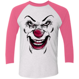 T-Shirts Heather White/Vintage Pink / X-Small Clown Face Men's Triblend 3/4 Sleeve