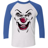 T-Shirts Heather White/Vintage Royal / X-Small Clown Face Men's Triblend 3/4 Sleeve
