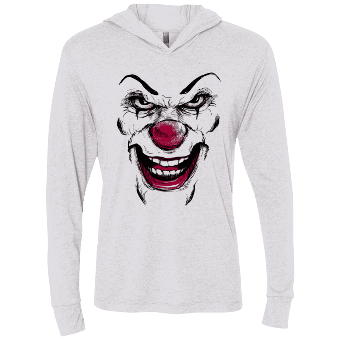 T-Shirts Heather White / X-Small Clown Face Triblend Long Sleeve Hoodie Tee