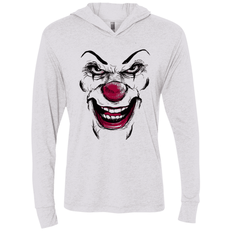 T-Shirts Heather White / X-Small Clown Face Triblend Long Sleeve Hoodie Tee