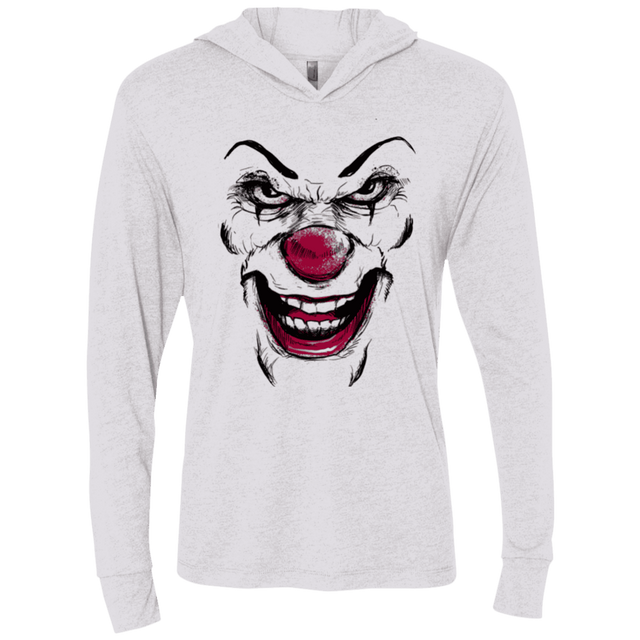 T-Shirts Heather White / X-Small Clown Face Triblend Long Sleeve Hoodie Tee