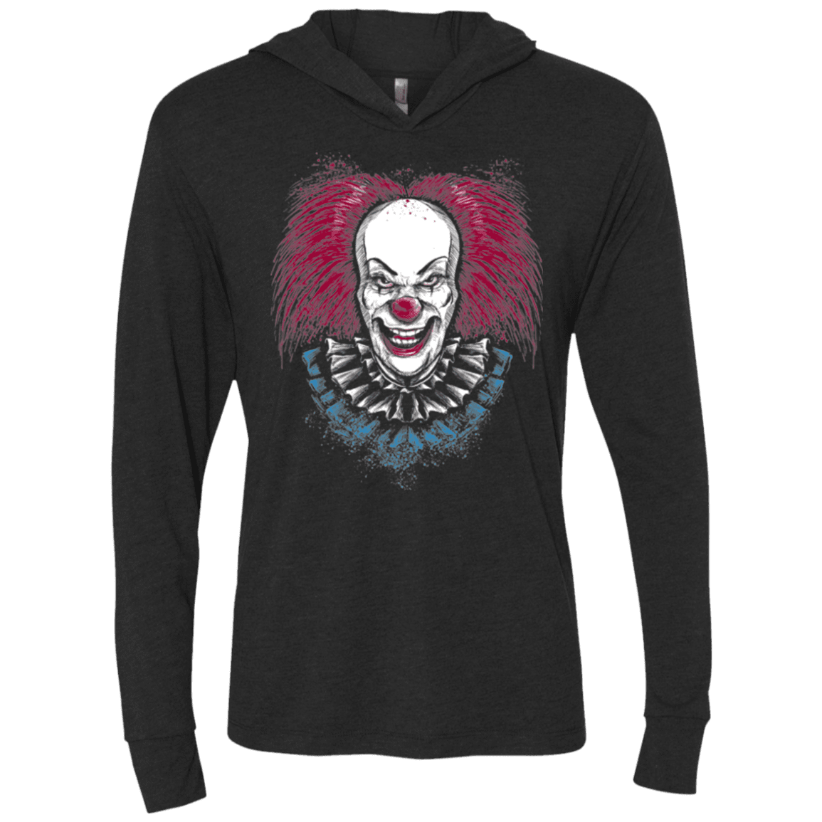 T-Shirts Vintage Black / X-Small Clown Horror Triblend Long Sleeve Hoodie Tee