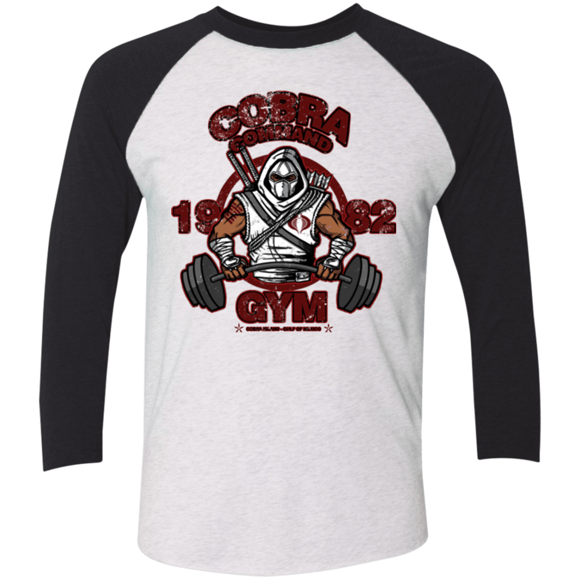 T-Shirts Heather White/Vintage Black / X-Small Cobra Command Gym Triblend 3/4 Sleeve