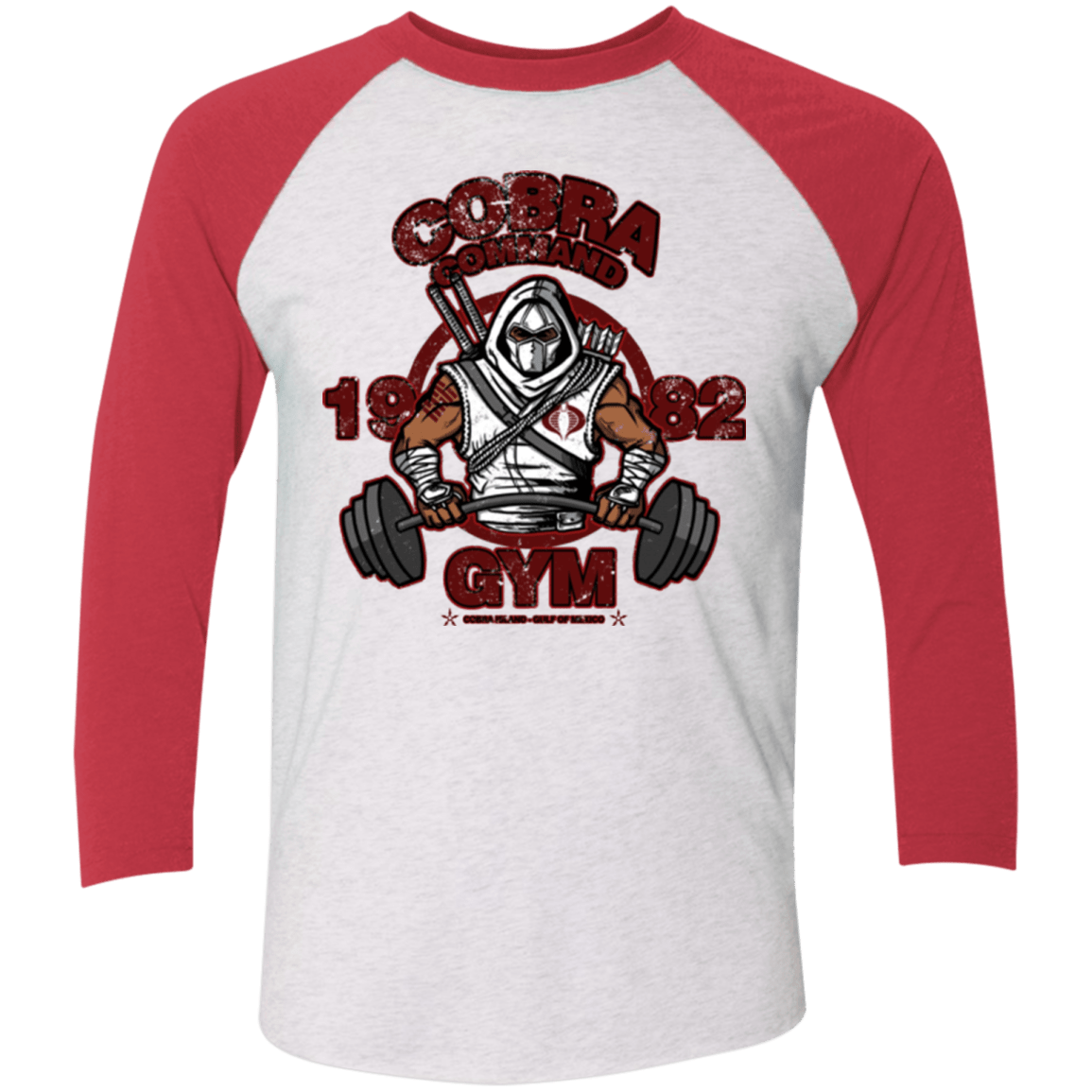 T-Shirts Heather White/Vintage Red / X-Small Cobra Command Gym Triblend 3/4 Sleeve