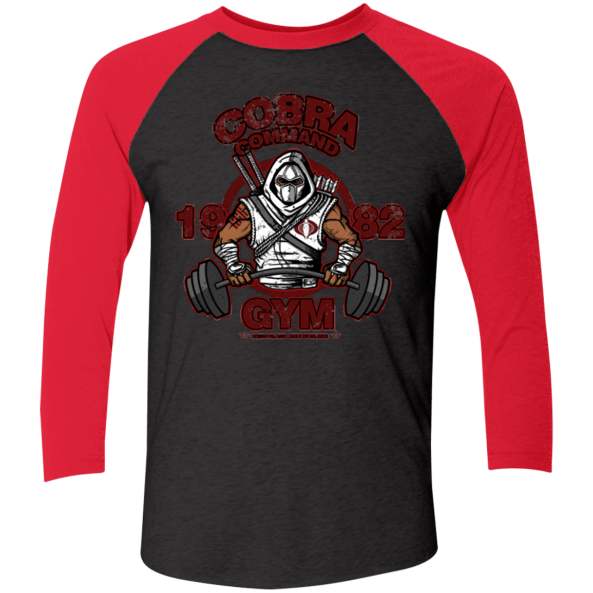 T-Shirts Vintage Black/Vintage Red / X-Small Cobra Command Gym Triblend 3/4 Sleeve