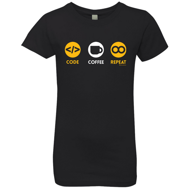 T-Shirts Black / YXS Code Coffee Repeat Girls Premium T-Shirt