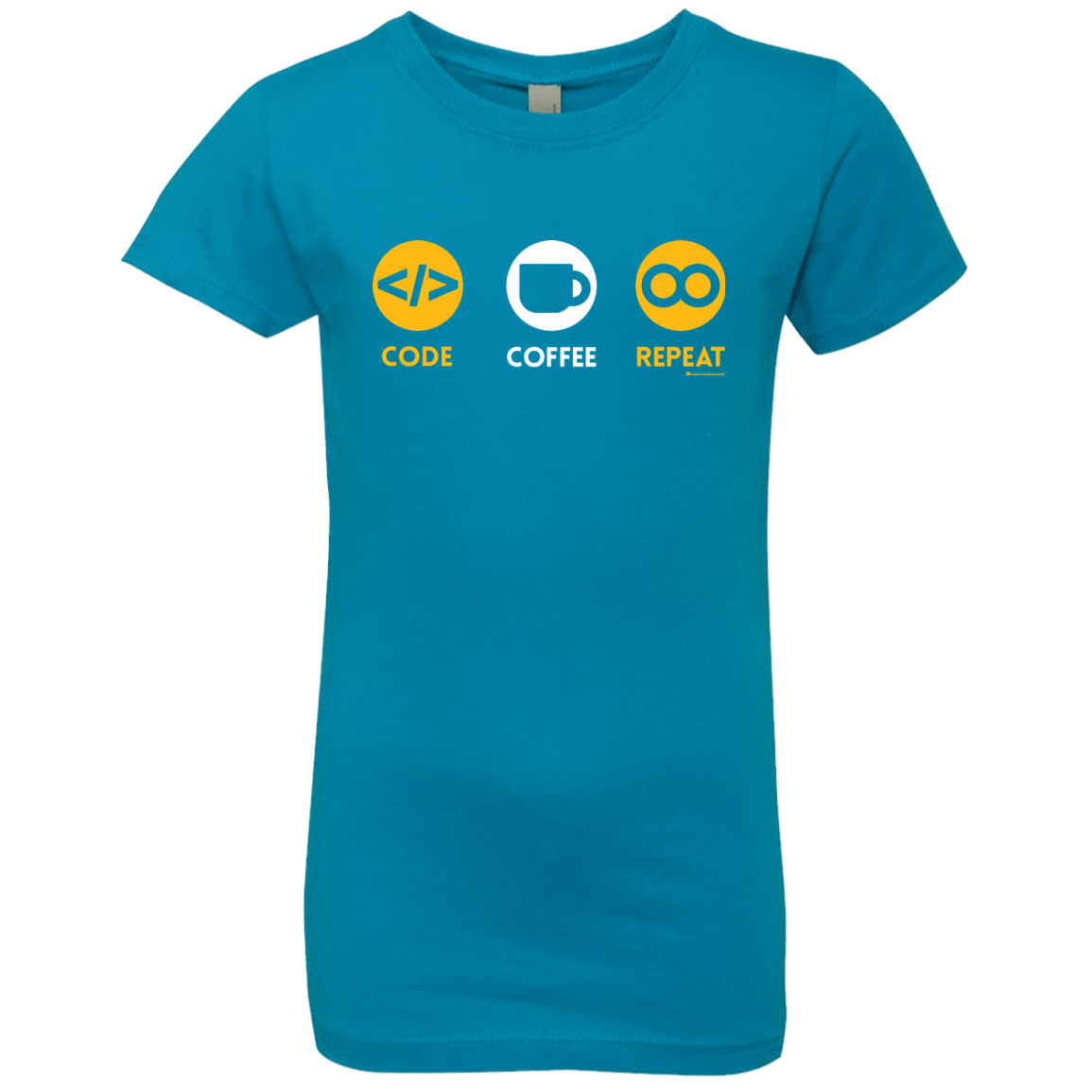 T-Shirts Turquoise / YXS Code Coffee Repeat Girls Premium T-Shirt