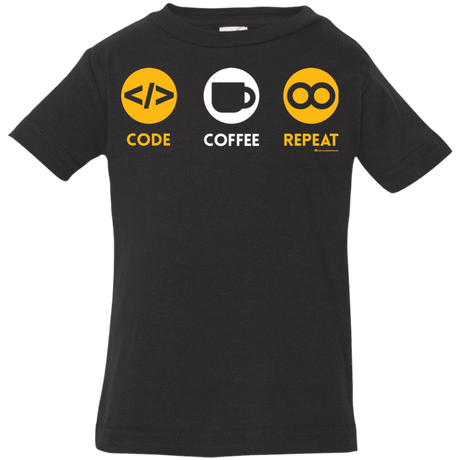 T-Shirts Black / 6 Months Code Coffee Repeat Infant Premium T-Shirt
