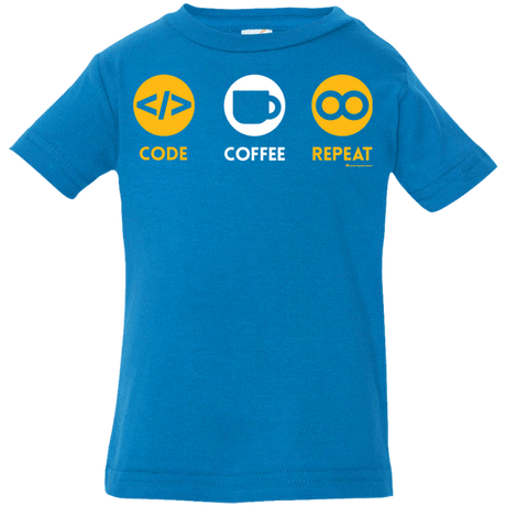 T-Shirts Cobalt / 6 Months Code Coffee Repeat Infant Premium T-Shirt