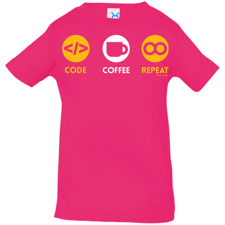 T-Shirts Hot Pink / 6 Months Code Coffee Repeat Infant Premium T-Shirt