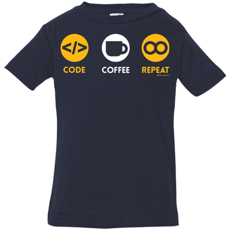 T-Shirts Navy / 6 Months Code Coffee Repeat Infant Premium T-Shirt