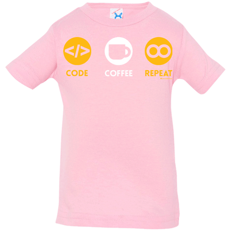 T-Shirts Pink / 6 Months Code Coffee Repeat Infant Premium T-Shirt