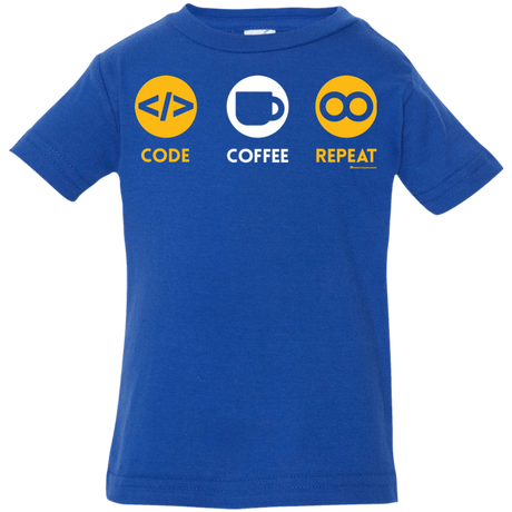 T-Shirts Royal / 6 Months Code Coffee Repeat Infant Premium T-Shirt